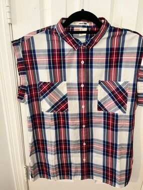 Levi's Men's Red, Blue & White Plaid Short-Sleeve Button-Down Shirt